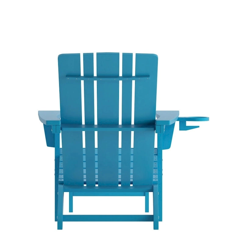 All-Weather Adirondack Chair with Pullout Ottoman & Cupholder