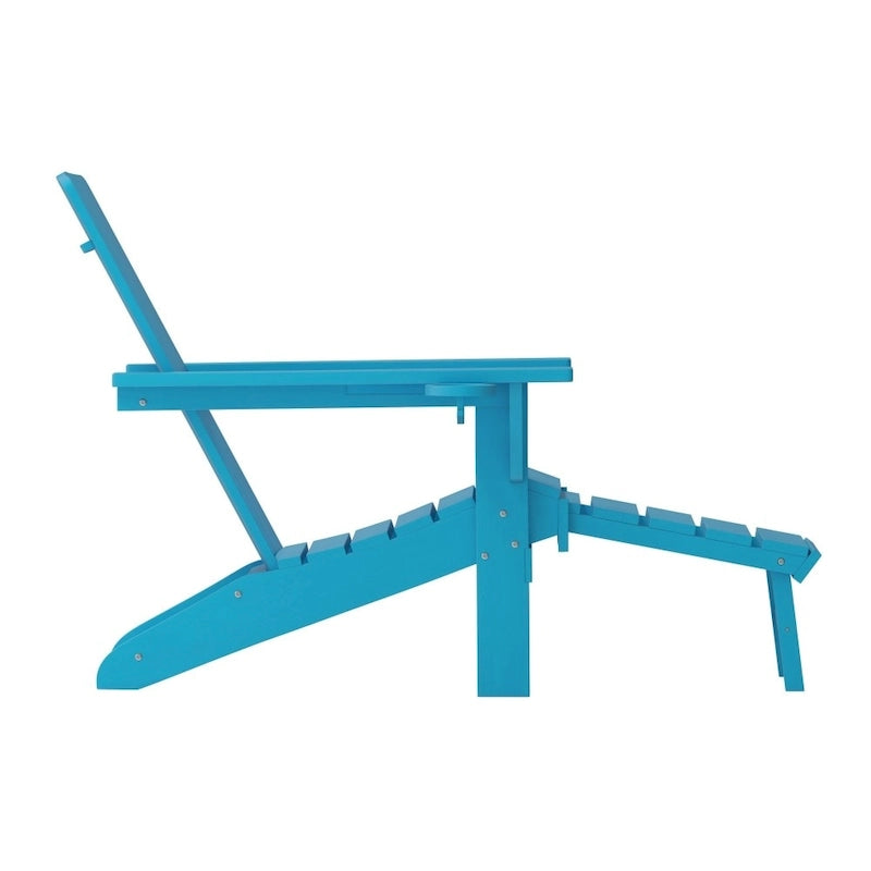 All-Weather Adirondack Chair with Pullout Ottoman & Cupholder