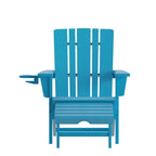 All-Weather Adirondack Chair with Pullout Ottoman & Cupholder
