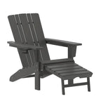 All-Weather Adirondack Chair with Pullout Ottoman & Cupholder
