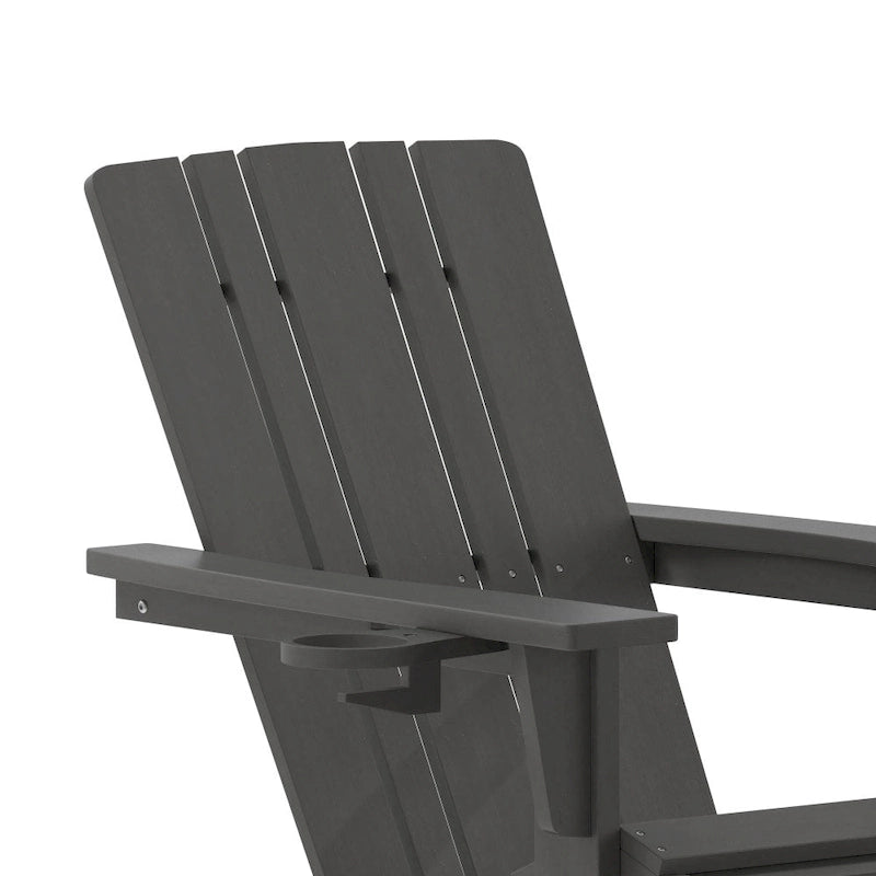 All-Weather Adirondack Chair with Pullout Ottoman & Cupholder