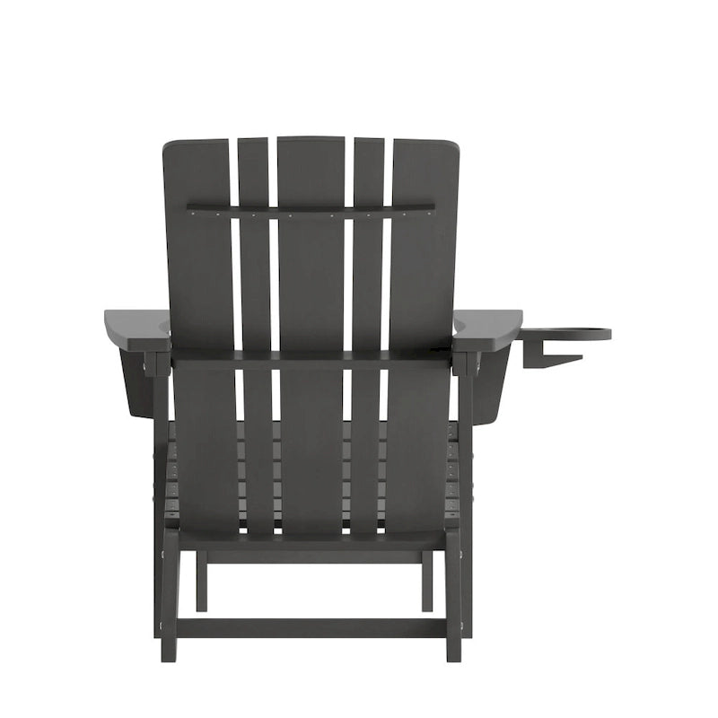 All-Weather Adirondack Chair with Pullout Ottoman & Cupholder