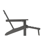 All-Weather Adirondack Chair with Pullout Ottoman & Cupholder