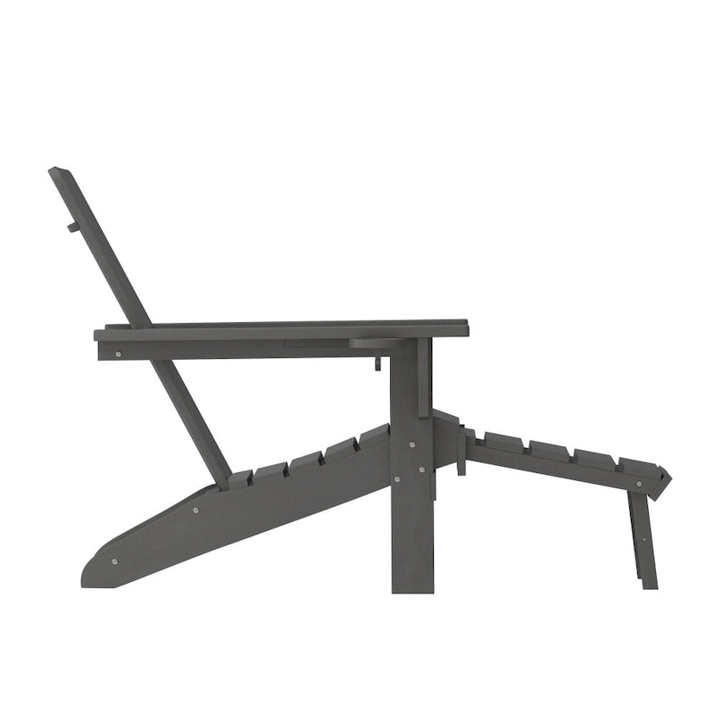 All-Weather Adirondack Chair with Pullout Ottoman & Cupholder