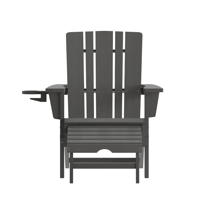 All-Weather Adirondack Chair with Pullout Ottoman & Cupholder