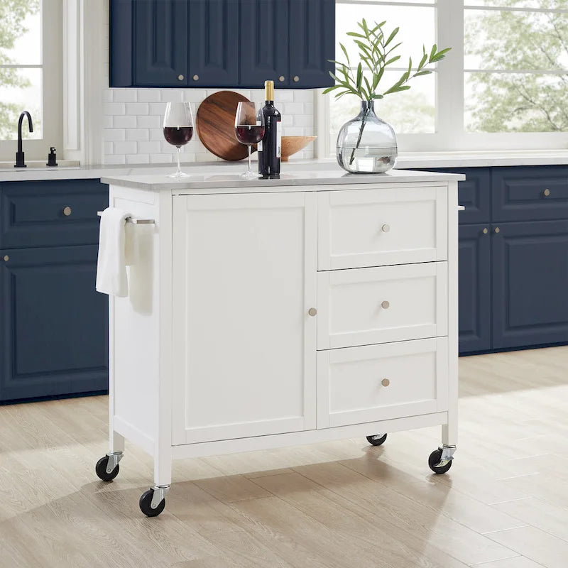Crosley Soren Stainless Steel Top Kitchen Island/Cart - 18.13d x 42.13w x 37.5h