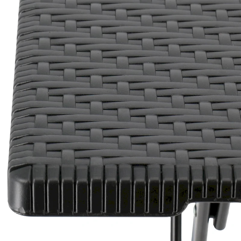 Plastic Rattan Folding Square Table in Black