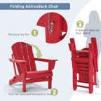 Folding Adirondack Chair,Patio Outdoor Chairs All-Weather Proof HDPE Resin for BBQ Beach