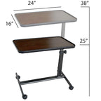 Adjustable Height Rolling Over Bed Table 24 x 16 in.
