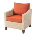 HOOOWOOO 5-piece Outdoor Patio Furniture Rattan Chat Set with Fire Pit Table