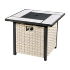 HOOOWOOO 5-piece Outdoor Patio Furniture Rattan Chat Set with Fire Pit Table