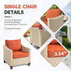 HOOOWOOO 5-piece Outdoor Patio Furniture Rattan Chat Set with Fire Pit Table