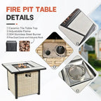HOOOWOOO 5-piece Outdoor Patio Furniture Rattan Chat Set with Fire Pit Table
