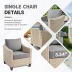 HOOOWOOO 5-piece Outdoor Patio Furniture Rattan Chat Set with Fire Pit Table