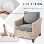 HOOOWOOO 5-piece Outdoor Patio Furniture Rattan Chat Set with Fire Pit Table