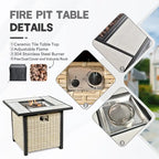 HOOOWOOO 5-piece Outdoor Patio Furniture Rattan Chat Set with Fire Pit Table