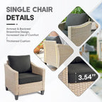 HOOOWOOO 5-piece Outdoor Patio Furniture Rattan Chat Set with Fire Pit Table