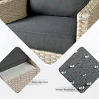 HOOOWOOO 5-piece Outdoor Patio Furniture Rattan Chat Set with Fire Pit Table