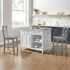 Crosley Silvia Stainless Steel Top Kitchen Island W/X-Back Stools - 57d x 46w x 41h