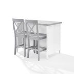 Crosley Silvia Stainless Steel Top Kitchen Island W/X-Back Stools - 57d x 46w x 41h