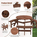 6-Person Outdoor Picnic Table w/Benches & Umbrella Hole, 1720 LBS