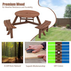 6-Person Outdoor Picnic Table w/Benches & Umbrella Hole, 1720 LBS