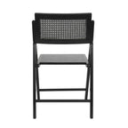 2 Pack Commercial Cane Rattan Folding Chairs - Wood Backs and Seats