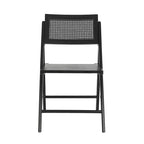 2 Pack Commercial Cane Rattan Folding Chairs - Wood Backs and Seats