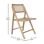 2 Pack Commercial Cane Rattan Folding Chairs - Wood Backs and Seats
