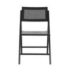 Folding Armless Cane Rattan Chairs with Breathable Woven Backrests - 2 Pack
