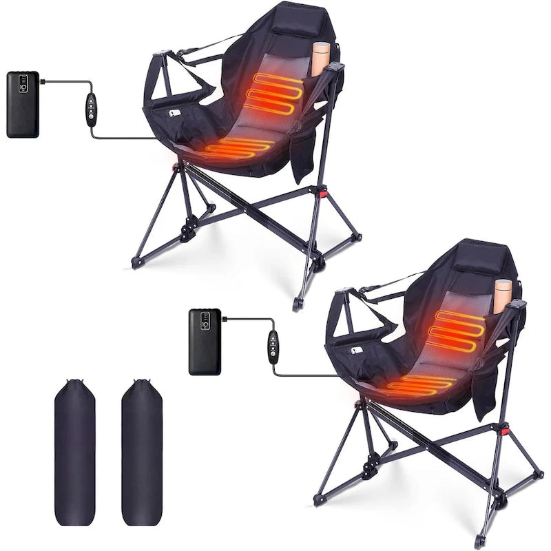 Hammock Camping Chair, Heated Chair, Camping Hammock, Swing Chair, Adjustable Back Portable with Cup Holder, Pillow