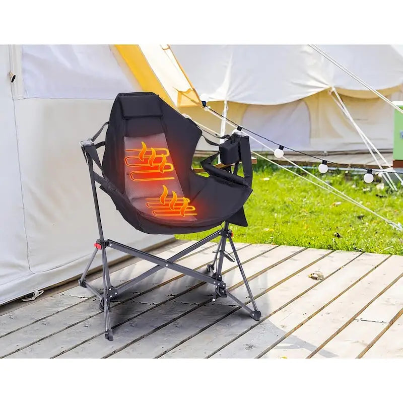 Hammock Camping Chair, Heated Chair, Camping Hammock, Swing Chair, Adjustable Back Portable with Cup Holder, Pillow