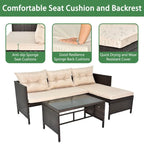 Patio PE Wicker 3-Piece Sectional Conversation Set
