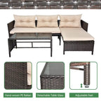 Patio PE Wicker 3-Piece Sectional Conversation Set