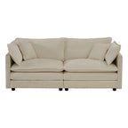 Sofa Set of 2 Chenille Couch, 2+3 Seater Sofa Set Deep Seat Sofa, Modern Sofa Set for Living Room, Beige Chenille