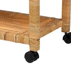 bali & pari Delphine Modern Bohemian Natural Rattan Kitchen Cart