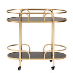 Leighton Contemporary Glam and Luxe Gold Metal and Tempered Glass 2-Tier Wine Cart