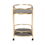 Leighton Contemporary Glam and Luxe Gold Metal and Tempered Glass 2-Tier Wine Cart
