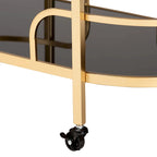 Leighton Contemporary Glam and Luxe Gold Metal and Tempered Glass 2-Tier Wine Cart