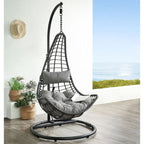 Metal Teardrop Shape Patio Swing Chair in Grey and Charcoal