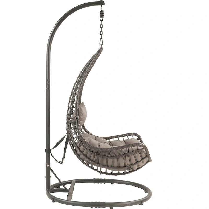 Metal Teardrop Shape Patio Swing Chair in Grey and Charcoal