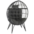 Patio Wicker Egg Chair with Beige Cushion