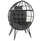 Patio Wicker Egg Chair with Beige Cushion