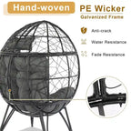 Patio Wicker Egg Chair with Beige Cushion