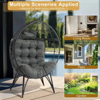 Patio Wicker Egg Chair with Beige Cushion