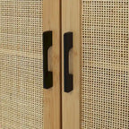 VEIKOUS 3-Door Natural Rattan Bamboo Sideboard Buffet Kitchen Storage Cabinet