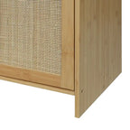 VEIKOUS 3-Door Natural Rattan Bamboo Sideboard Buffet Kitchen Storage Cabinet