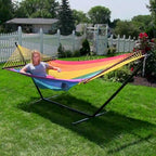 Sunnydaze Large 2-Person Rope Hammock with Spreader Bar & Hammock Stand