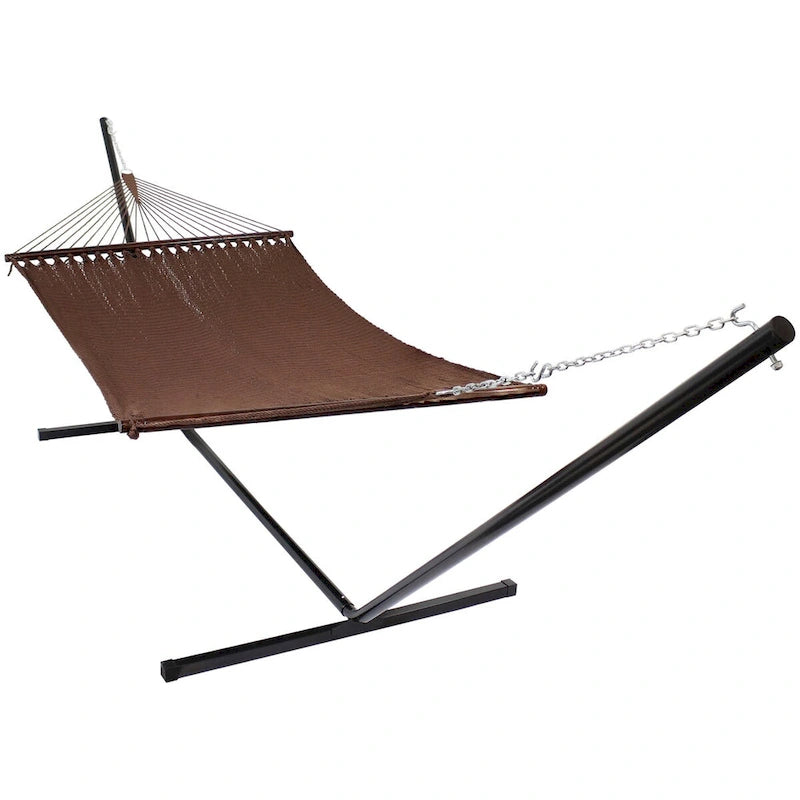 Sunnydaze Large 2-Person Rope Hammock with Spreader Bar & Hammock Stand