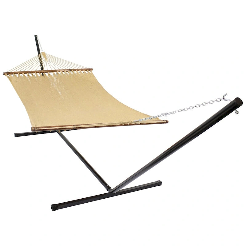 Sunnydaze Large 2-Person Rope Hammock with Spreader Bar & Hammock Stand